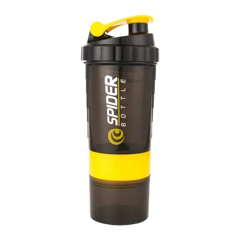 500ml Layered Protein Bottle Powder Shaker with Powder Storage Container Large Water Bottle Water Bottle with Wire Stirring Ball