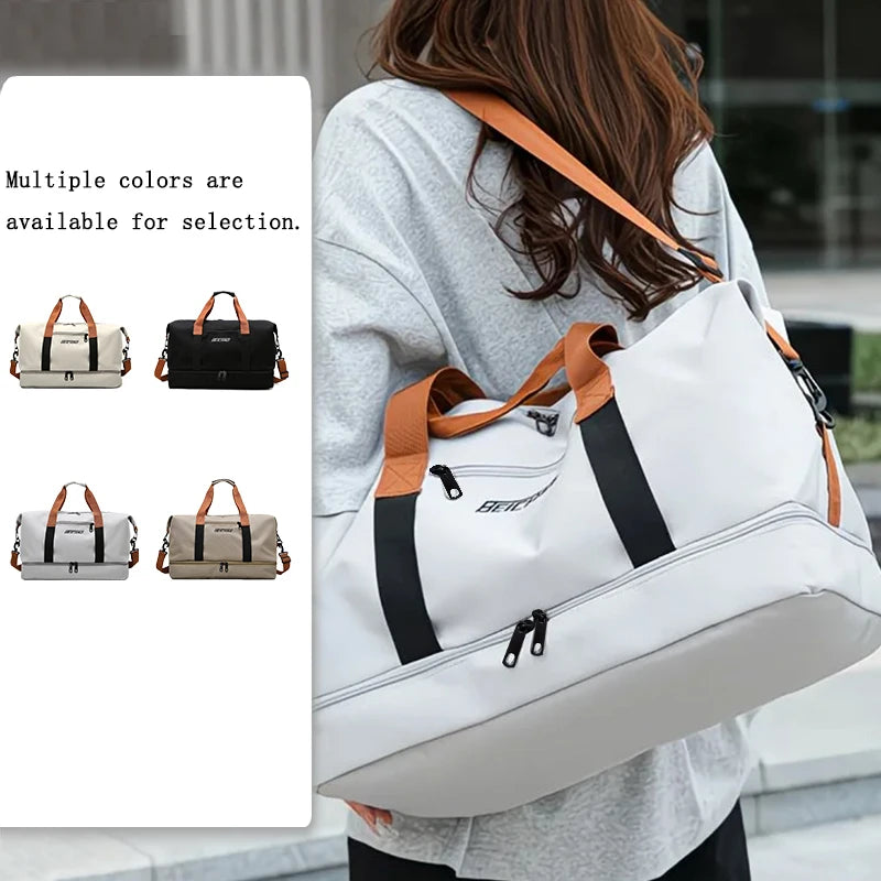 The neutral color backpack is specially designed for men and women and is suitable as a luggage bag for travel and accommodation