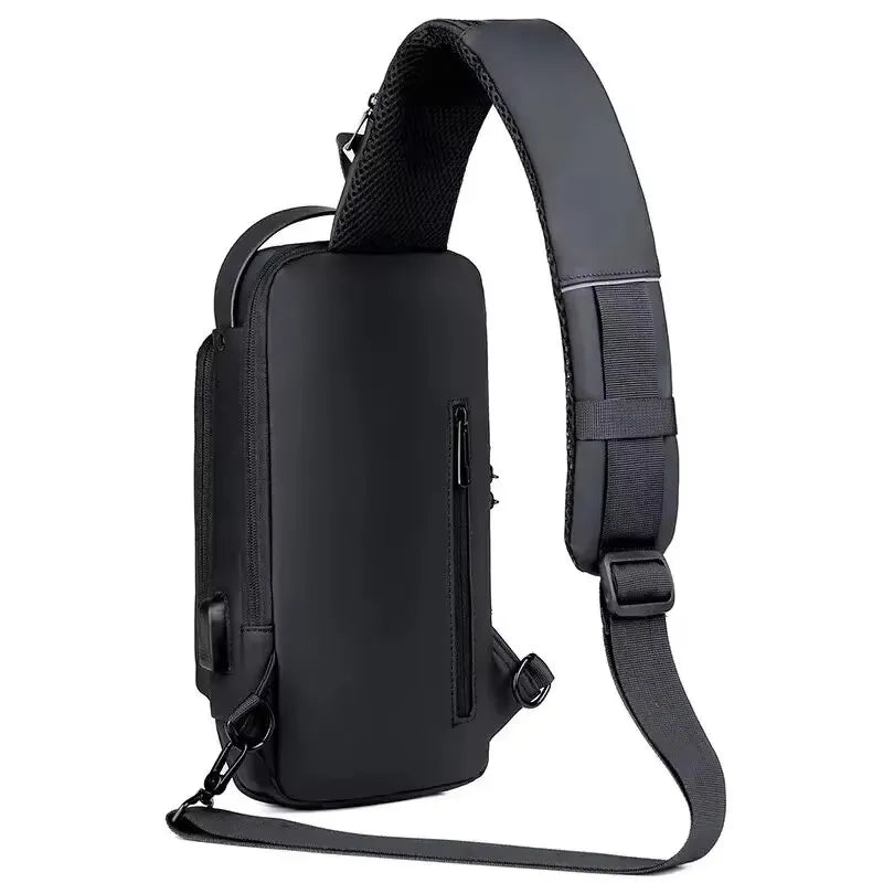 Men's anti-theft chest bag, multifunctional USB crossbody bag, travel sling bag, crossbody bag