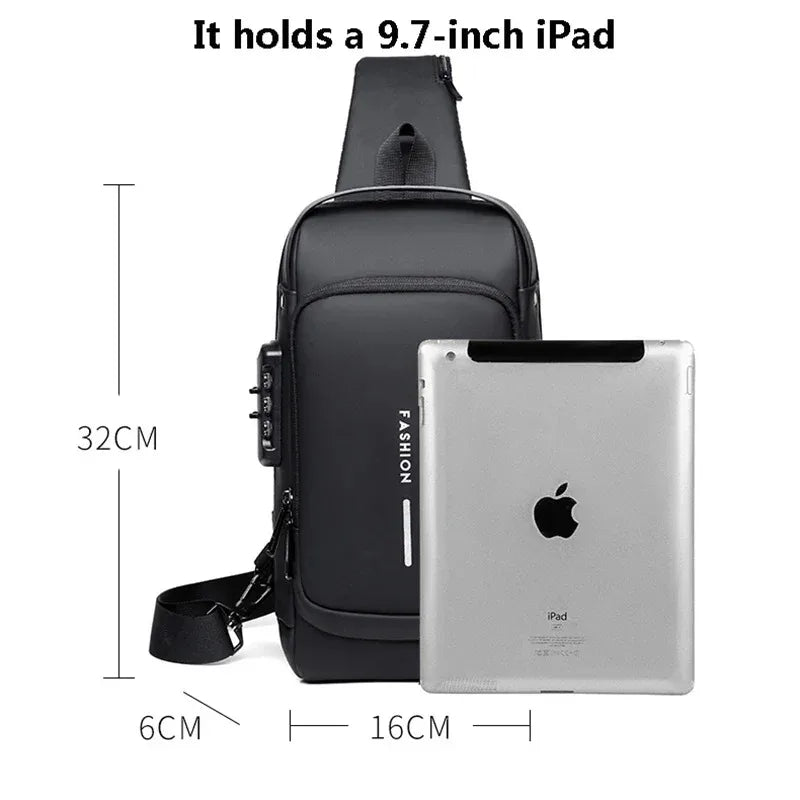 Men's anti-theft chest bag, multifunctional USB crossbody bag, travel sling bag, crossbody bag