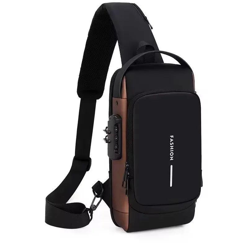 Men's anti-theft chest bag, multifunctional USB crossbody bag, travel sling bag, crossbody bag