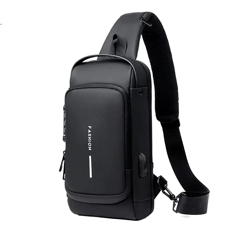 Men's anti-theft chest bag, multifunctional USB crossbody bag, travel sling bag, crossbody bag