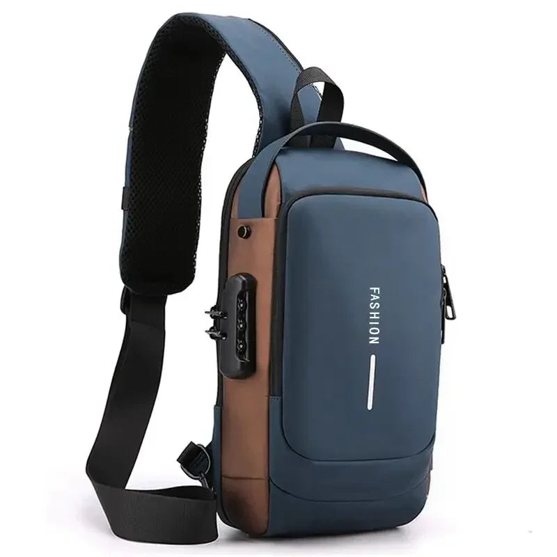 Men's anti-theft chest bag, multifunctional USB crossbody bag, travel sling bag, crossbody bag