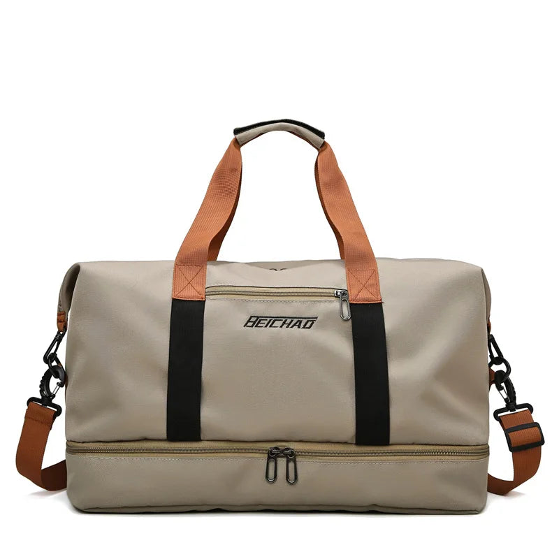 The neutral color backpack is specially designed for men and women and is suitable as a luggage bag for travel and accommodation