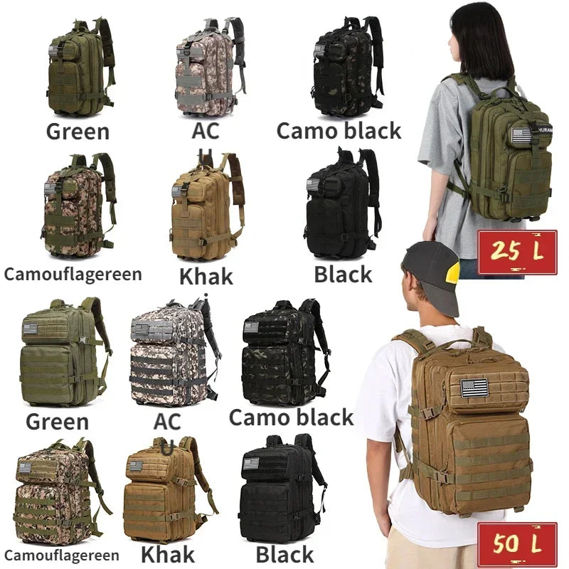 25L/50L Tactical Backpack Molle Bag Outdoor Bags Backpack for Hiking Camping Trekking Hunting Fishing GYM Bags Backpacks