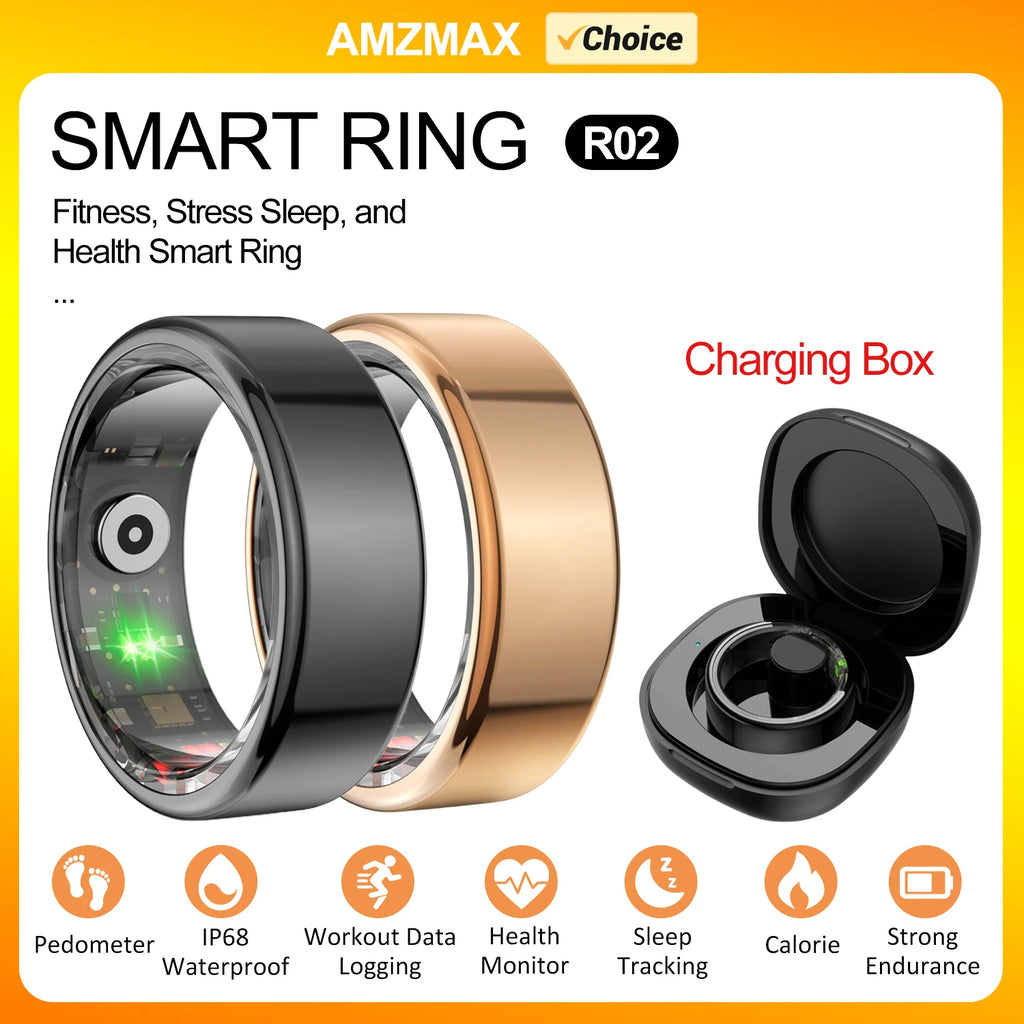 AMZMAX R02 Smart Ring Fitness Tracker