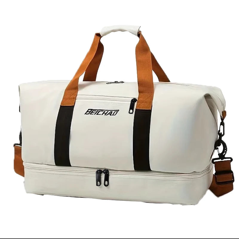 The neutral color backpack is specially designed for men and women and is suitable as a luggage bag for travel and accommodation