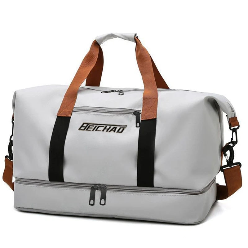 The neutral color backpack is specially designed for men and women and is suitable as a luggage bag for travel and accommodation